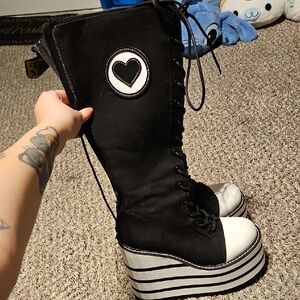 Black and White Platform Boots